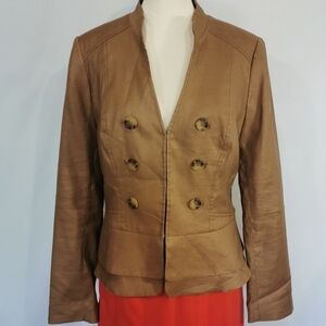 NWOT WHBM Linen Blend Clasp Closure Jacket/Blazer in Camel/Tan - Sz 8